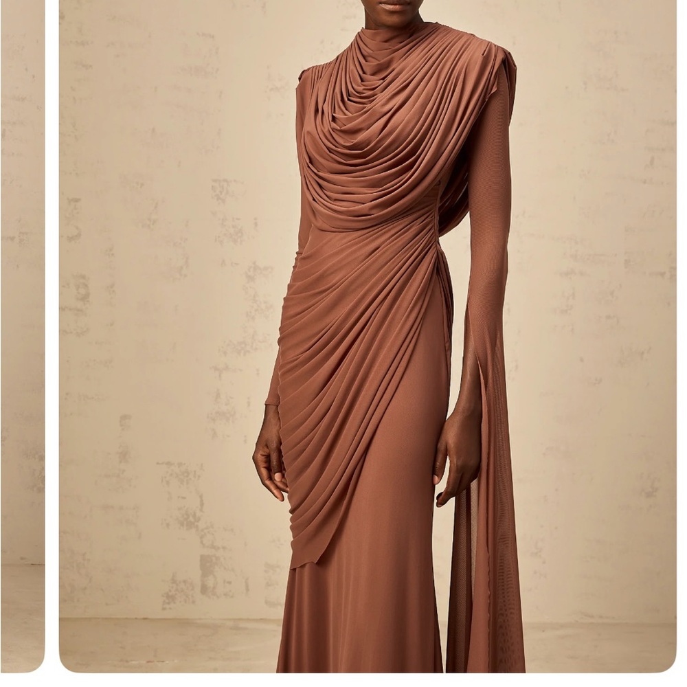 Miss Rossi Brown Draped Dress